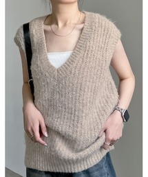 Re:EDIT | [2023A/W PRE ORDER]起毛MIXブークレVネックニットベスト(ベスト)