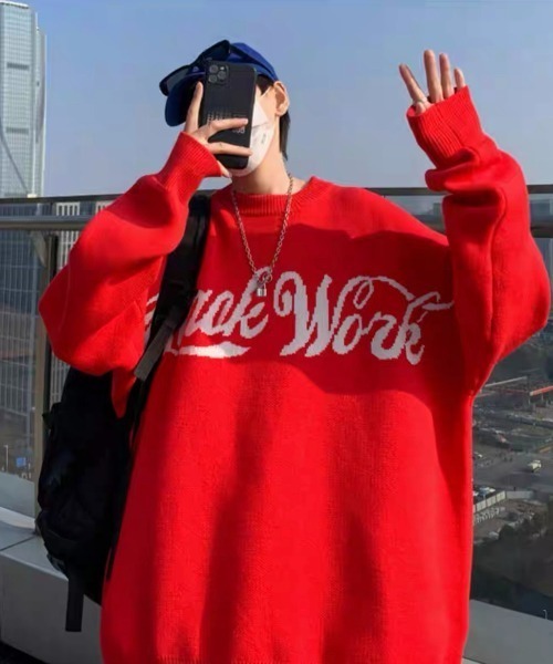 ROOPTOKYO（ループトウキョウ）の「ロゴプルオーバーニット（ニット/セーター・メンズ・ブラック/レッド/ブルー・M/L/XL/2XL）」の3枚目の写真