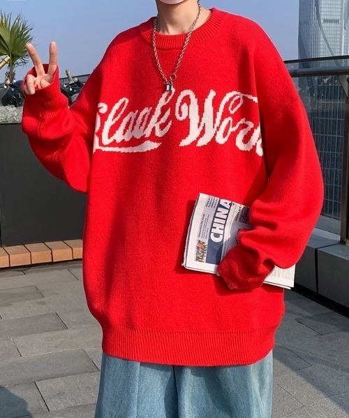 ROOPTOKYO（ループトウキョウ）の「ロゴプルオーバーニット（ニット/セーター・メンズ・ブラック/レッド/ブルー・M/L/XL/2XL）」の8枚目の写真