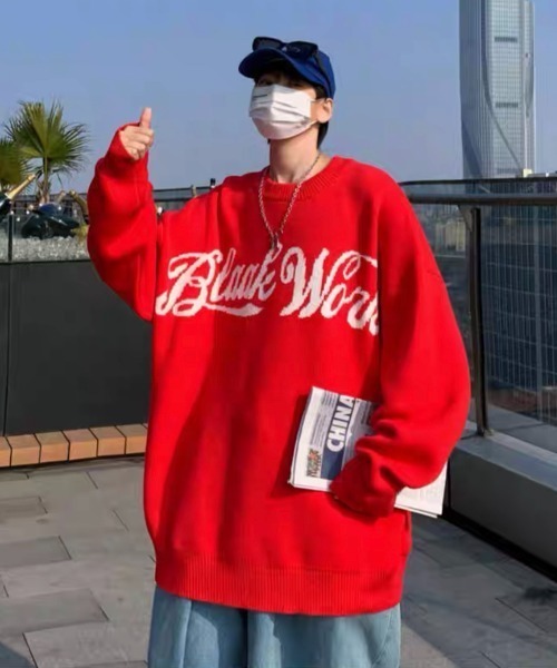 ROOPTOKYO（ループトウキョウ）の「ロゴプルオーバーニット（ニット/セーター・メンズ・ブラック/レッド/ブルー・M/L/XL/2XL）」の10枚目の写真