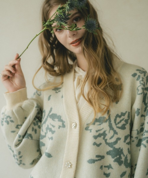 フラワビジューカーディガン【RENA direction】（ニット/セーター