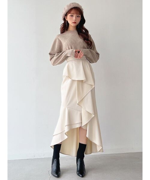 RESEXXY（リゼクシー）の「コクーンクロップドニット（ニット/セーター・レディース・ベージュ/ブラック/ホワイト・FREE）」の12枚目の写真