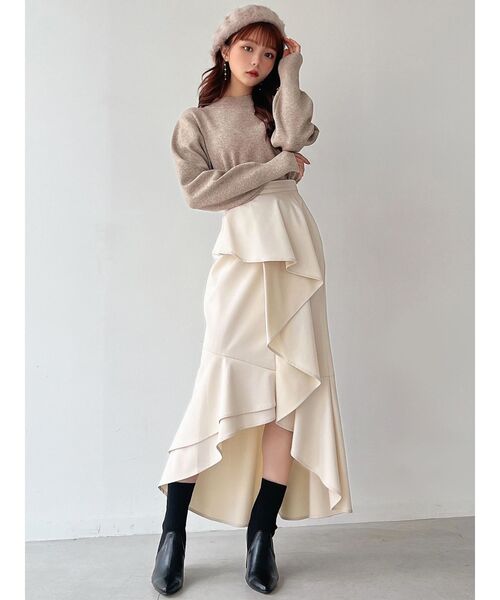 RESEXXY（リゼクシー）の「コクーンクロップドニット（ニット/セーター・レディース・ベージュ/ブラック/ホワイト・FREE）」の13枚目の写真