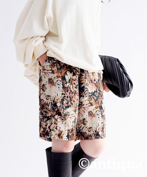 antiqua(アンティカ)の「油絵風花柄ハーフパンツ(その他パンツ・レディース・マルチ・FREE)」の3枚目の写真