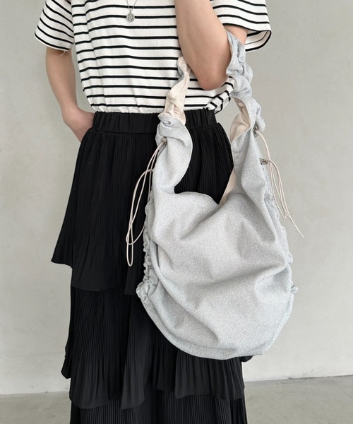 セール】shirring glitter shoulder bag／シャーリングドロスト
