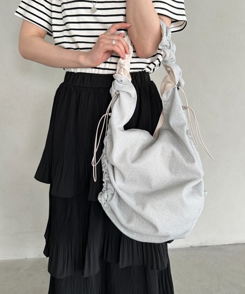 セール】shirring glitter shoulder bag／シャーリングドロスト