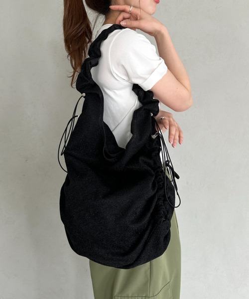 セール】shirring glitter shoulder bag／シャーリングドロスト