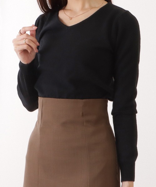 Lace Ladies(レースレディース)の「Vネックカシミヤタッチスフレニットプルオーバー(ニット/セーター・レディース・ベージュ/ネイビー/グレー/ブラック・S/FREE)」の5枚目の写真