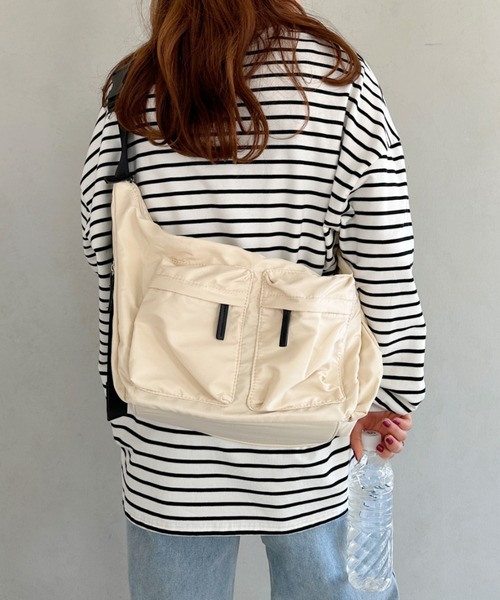 un+frame(アンフレーム)の「nylon military body bag/ナイロン外ポケットミリタリーボディバッグ(ボディバッグ/ウエストポーチ・レディース・ブラック/ベージュ/カーキ/アイボリー・FREE)」の20枚目の写真