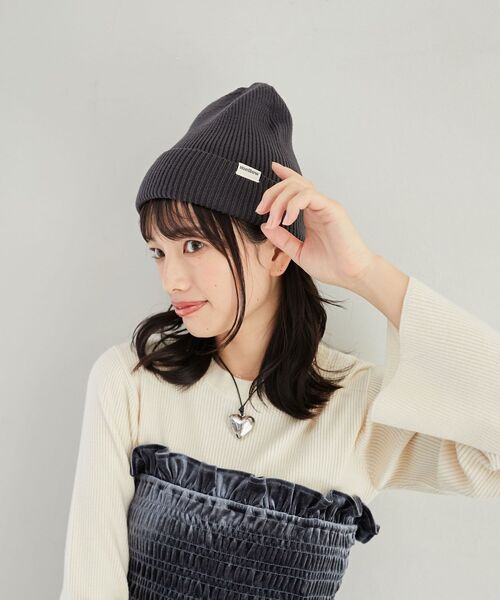 MAJESTIC LEGON（マジェスティックレゴン）の「カラーニットキャップ（ニットキャップ/ビーニー・レディース・ベージュ/ミント/ピンク/チャコールグレー・FREE）」の2枚目の写真