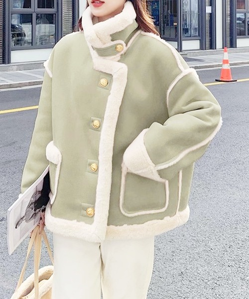 ポケット付きフェイクムートンコート（ムートンコート）｜Grandeir