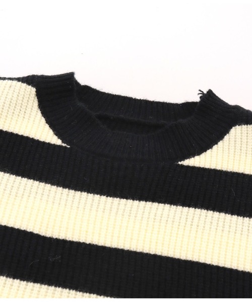 LATINA（ラティーナ）の「デニム 切替 ボーダー ニット セーター Uネック 長袖（ニット/セーター・レディース・アイボリー・FREE）」の6枚目の写真