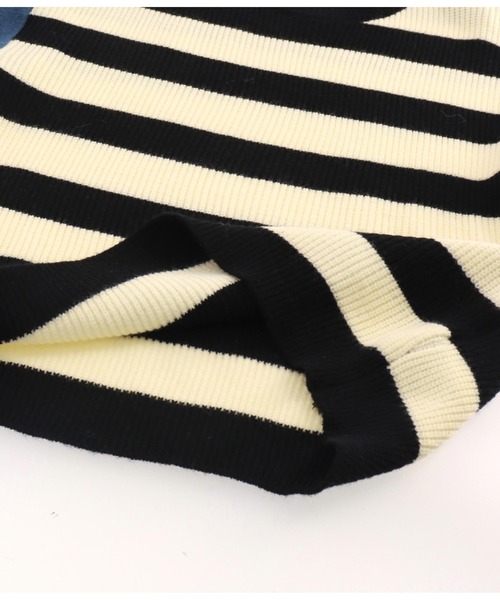 LATINA（ラティーナ）の「デニム 切替 ボーダー ニット セーター Uネック 長袖（ニット/セーター・レディース・アイボリー・FREE）」の5枚目の写真