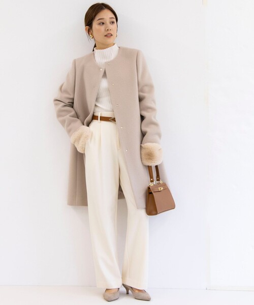 NOLLEY’S（ノーリーズ）の「《手洗い可能》アームウォーマー付きリブプルオーバーニット（ニット/セーター・レディース・チャコールグレー/アイボリー/ブラック・38）」の21枚目の写真