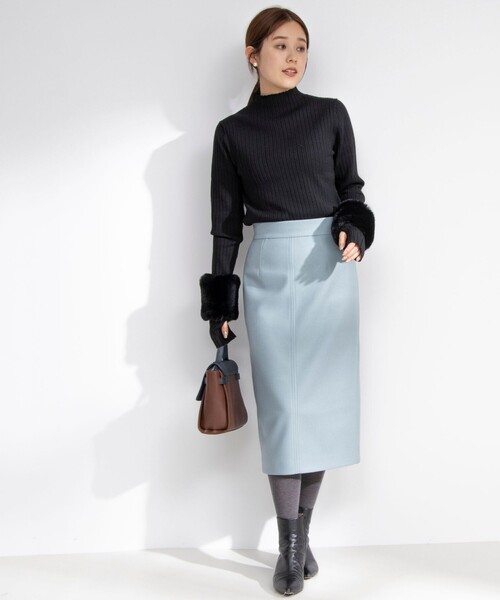 NOLLEY’S（ノーリーズ）の「《手洗い可能》アームウォーマー付きリブプルオーバーニット（ニット/セーター・レディース・チャコールグレー/アイボリー/ブラック・38）」の4枚目の写真