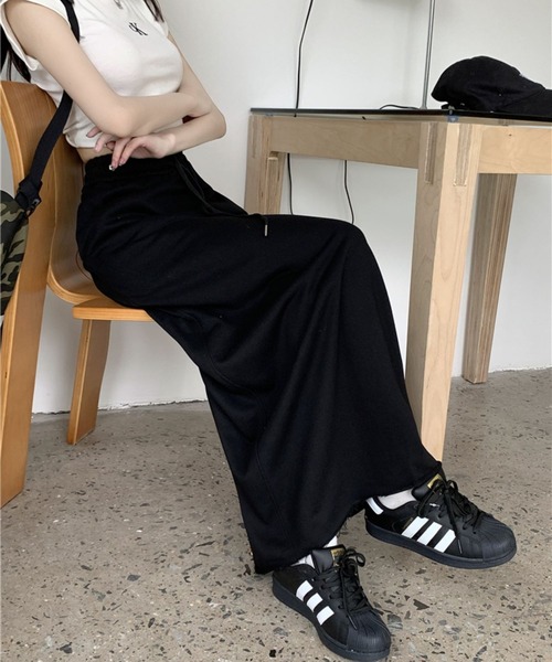 L'Appartement 切りっぱなし加工スウェットロングスカート almo（アルモ）の「切りっぱなしスウェットロングスカート(se
