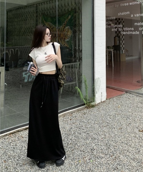 almo（アルモ）の「切りっぱなしスウェットロングスカート(se