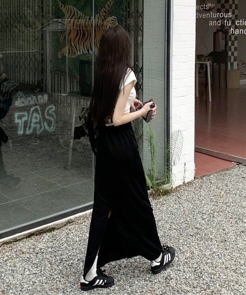 L'Appartement 切りっぱなし加工スウェットロングスカート almo（アルモ）の「切りっぱなしスウェットロングスカート(se