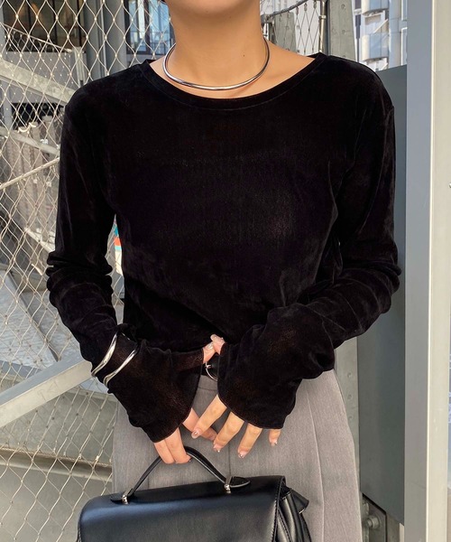 CAPRICIEUX LE'MAGE(カプリシューレマージュ)の「ベロアシアーロンT(Tシャツ/カットソー・レディース・ブラック/ホワイト系その他・FREE)」の11枚目の写真