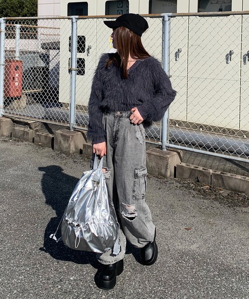 non-hedge（ノンヘッジ）の「ドローコードポケリュックサック（バックパック/リュック・レディース・ブラック/シルバー・FREE）」の4枚目の写真