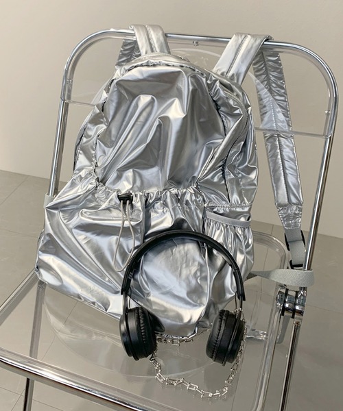 non-hedge（ノンヘッジ）の「ドローコードポケリュックサック（バックパック/リュック・レディース・ブラック/シルバー・FREE）」の11枚目の写真