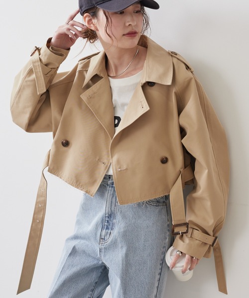 CIAOPANIC TYPY(チャオパニックティピー)の「【willow】ショートトレンチコート(トレンチコート・レディース・ベージュ/カーキ・ONE SIZE)」の3枚目の写真