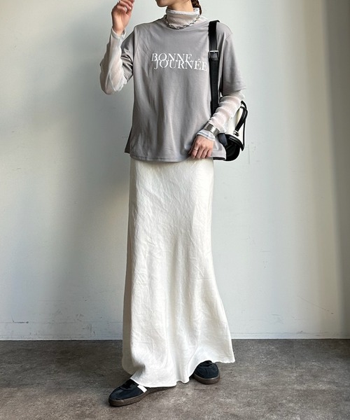 DouDou(ドゥドゥ)の「【WEB限定】ラメチュールレイヤードロゴTEE(Tシャツ/カットソー・レディース・オフホワイト/ブラック/グレー・FREE)」の13枚目の写真