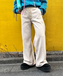 mi via loca | Vintageライク ボタン布帛使い ボアフリースパンツ(その他パンツ)