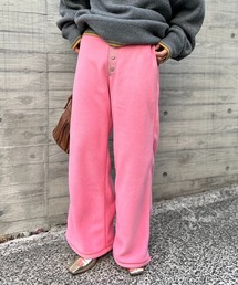 mi via loca | Vintageライク ボタン布帛使い ボアフリースパンツ(その他パンツ)