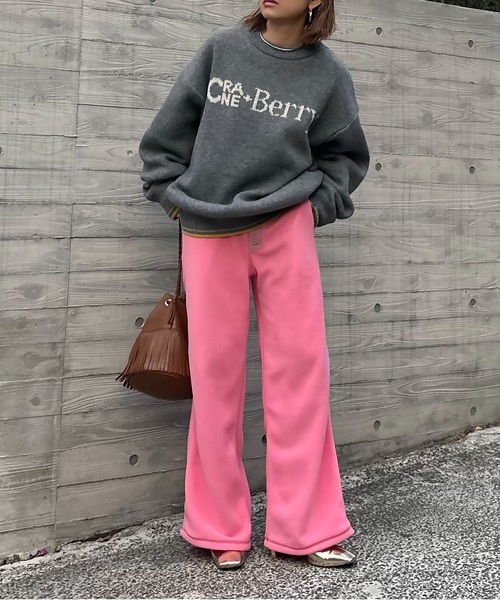 mi via loca（ミヴィアロカ）の「Vintageライク ボタン布帛使い フリースボア イージーパンツ（その他パンツ・レディース・チャコールグレー/ベージュ/ピンク・FREE）」の14枚目の写真