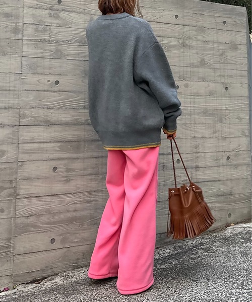 mi via loca（ミヴィアロカ）の「Vintageライク ボタン布帛使い フリースボア イージーパンツ（その他パンツ・レディース・チャコールグレー/ベージュ/ピンク・FREE）」の15枚目の写真