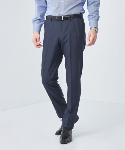 green label relaxing(グリーンレーベルリラクシング)の「W メランジ アジャスター スリム ノープリーツ スラックス -ストレッチ・ウエストアジャスター-(スラックス・メンズ・グレー/ダークグレー/ネイビー・M/L/XL/XS/S)」の1枚目の写真