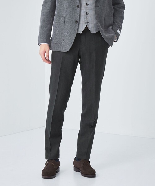 green label relaxing(グリーンレーベルリラクシング)の「W メランジ アジャスター スリム ノープリーツ スラックス -ストレッチ・ウエストアジャスター-(スラックス・メンズ・グレー/ダークグレー/ネイビー・M/L/XL/XS/S)」の3枚目の写真