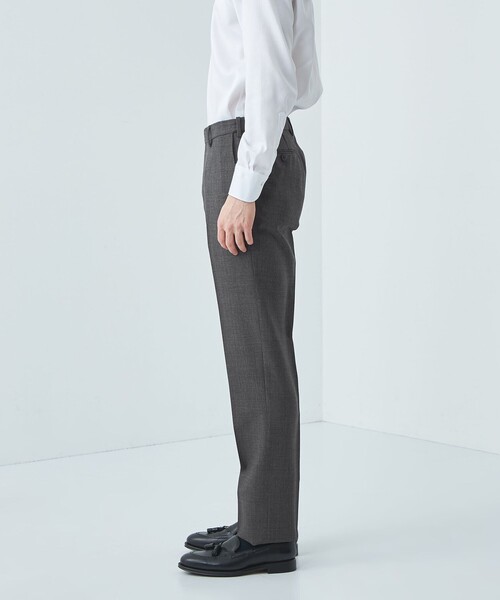 パンツ スラックス W メランジ アジャスター スリム ノープリーツ スラックス -ストレッチ・ウエストアジャスター- メンズ