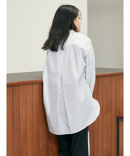 AMERICAN HOLIC(アメリカンホリック)の「イージーケアバンドカラーシャツチュニック(チュニック・レディース・ピンク/オフホワイト/ストライプ/グリーン系その他3/マルチ/サックスブルー・M/L)」の13枚目の写真