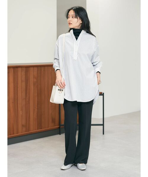 AMERICAN HOLIC(アメリカンホリック)の「イージーケアバンドカラーシャツチュニック(チュニック・レディース・ピンク/オフホワイト/ストライプ/グリーン系その他3/マルチ/サックスブルー・M/L)」の16枚目の写真