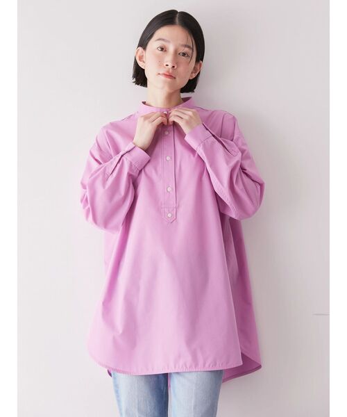 セール】イージーケアバンドカラーシャツチュニック（チュニック