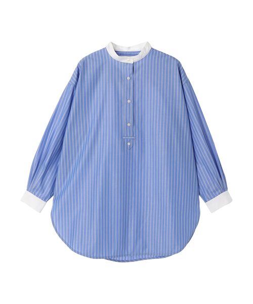 AMERICAN HOLIC(アメリカンホリック)の「イージーケアバンドカラーシャツチュニック(チュニック・レディース・ピンク/オフホワイト/ストライプ/グリーン系その他3/マルチ/サックスブルー・M/L)」の9枚目の写真
