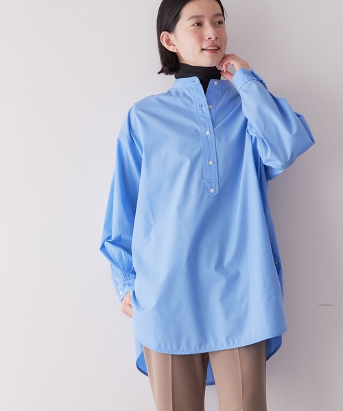 セール】イージーケアバンドカラーシャツチュニック（チュニック