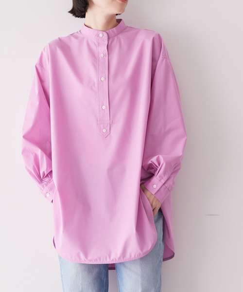 セール】イージーケアバンドカラーシャツチュニック（チュニック