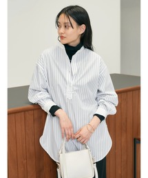 イージーケアバンドカラーシャツチュニック