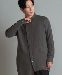 NO ID. | 【NO ID.】Asymmetry Band Collar Shirt / アシンメトリー バンド カラー シャツ(シャツ/ブラウス)