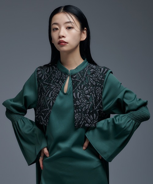 Ellno de Mavie（エルノデメヴィ）の「レースフラシワンピース（ワンピース・レディース・ブラック/グリーン系その他・FREE）」の6枚目の写真