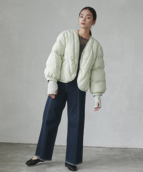 hunch(ハンチ)の「デニム/ツイル ハイウエストワンドパンツ(デニムパンツ・レディース・オフホワイト/ワンウォッシュ/ライトインディゴブルー/ライトグレー/ライトパープル/ライトイエロー・FREE)」の9枚目の写真