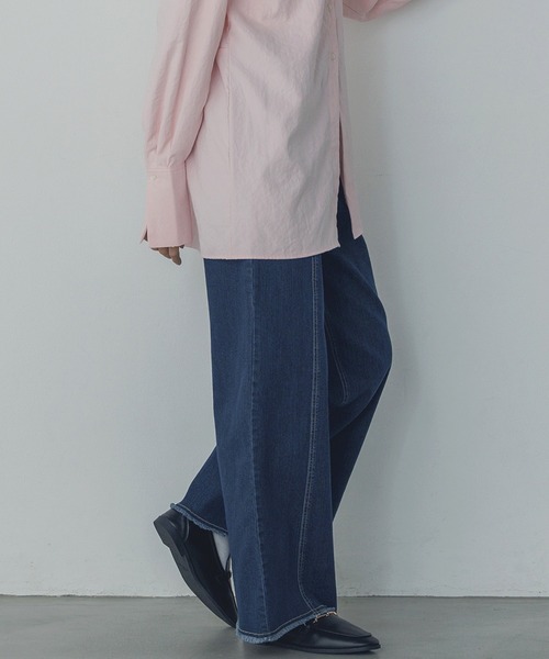 hunch(ハンチ)の「デニム/ツイル ハイウエストワンドパンツ(デニムパンツ・レディース・オフホワイト/ワンウォッシュ/ライトインディゴブルー/ライトグレー/ライトパープル/ライトイエロー・FREE)」の11枚目の写真