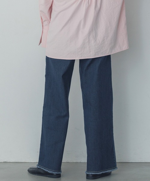 hunch(ハンチ)の「デニム/ツイル ハイウエストワンドパンツ(デニムパンツ・レディース・オフホワイト/ワンウォッシュ/ライトインディゴブルー/ライトグレー/ライトパープル/ライトイエロー・FREE)」の12枚目の写真