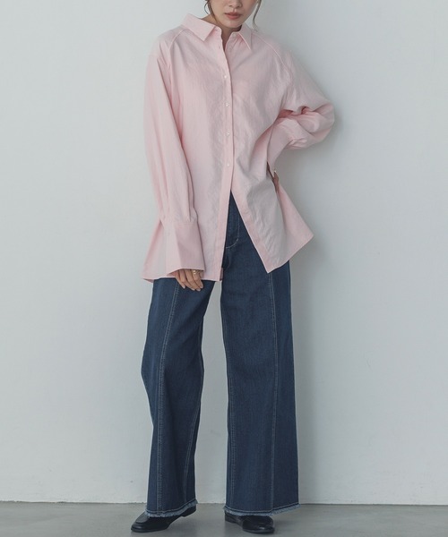 hunch(ハンチ)の「デニム/ツイル ハイウエストワンドパンツ(デニムパンツ・レディース・オフホワイト/ワンウォッシュ/ライトインディゴブルー/ライトグレー/ライトパープル/ライトイエロー・FREE)」の13枚目の写真
