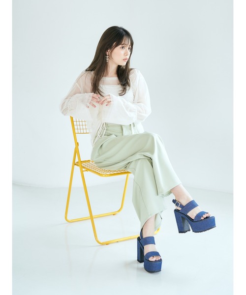 Mafmof(マフモフ)の「Mafmof(マフモフ)13cmヒール厚底ソールダブルベルトサンダル(サンダル・レディース・ネイビー/ホワイト/ブラック・L/M/LL/S)」の19枚目の写真