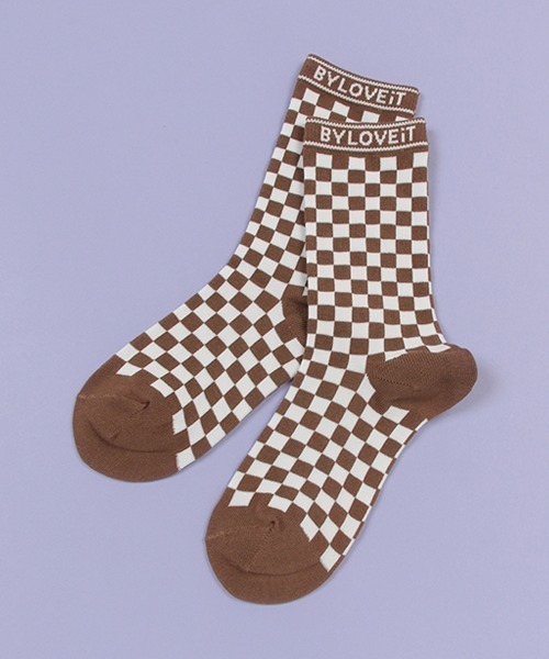by LOVEiT（バイラビット）の「チェッカークルーソックス【日本製】（ソックス/靴下・キッズ・ブラック/ブラウン/ライトグリーン・LL/L/M/S）」の3枚目の写真