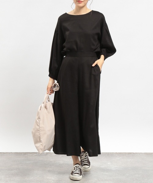 GLOBAL WORK Smile Seed Store（グローバルワーク スマイルシードストア）の「リネン混フレアワイドパンツ/180964（その他パンツ・レディース・ブラック/チャコール/ラベンダー/チェック/ホワイト系その他・LARGE/SMALL/MEDIUM）」の15枚目の写真